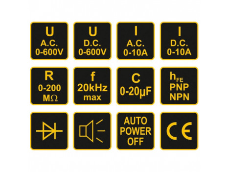 Мультиметр Vorel цифровой, высота цифр - 25 мм (0-600 В, 0-10 А) 81783