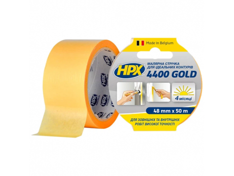 Лента малярная для идеальных контуров HPX 4400 100°С Gold 48 мм (50 м)