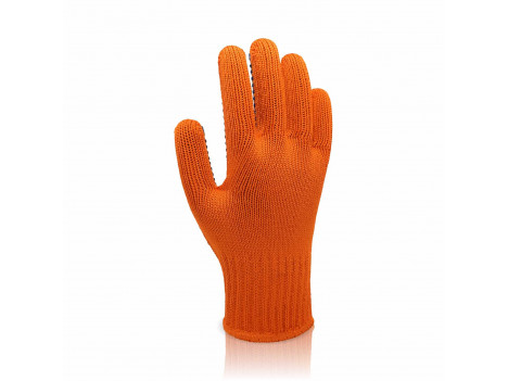 Перчатки трикотажные Корона с ПВХ точкой оранжевые (10 р)
