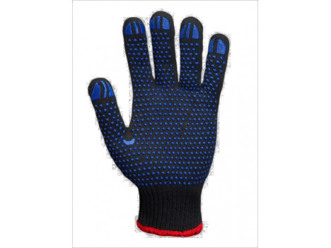 Перчатки рабочие Doloni черные с синей точкой