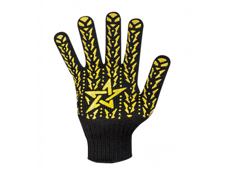 Перчатки трикотаж "Звезда" черно-желтые (10 размер)