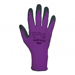 Рукавички нейлонові фіолетові з латексним покриттям
