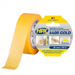 Лента малярная для идеальных контуров HPX 4400 100°С Gold 36 мм (50 м)