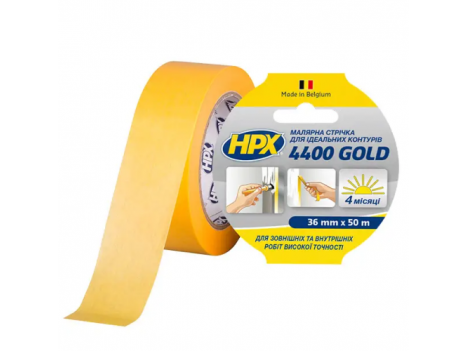 Лента малярная для идеальных контуров HPX 4400 100°С Gold 36 мм (50 м)