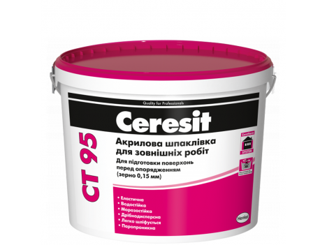Акрилова шпаклівка для зовнішніх робіт Ceresit CT 95 (10 л)