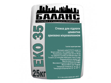 Стяжка цементна армована Баланс ЕКО 35 (25 кг)